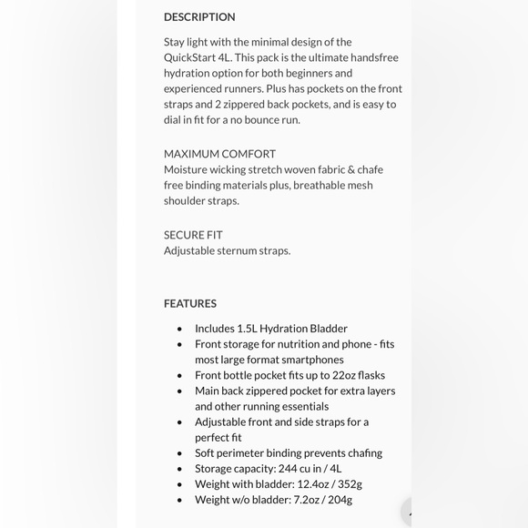 NATHAN unisex QuickStart 2.0 Hydration Pack 4 liter - Picture 3 of 7